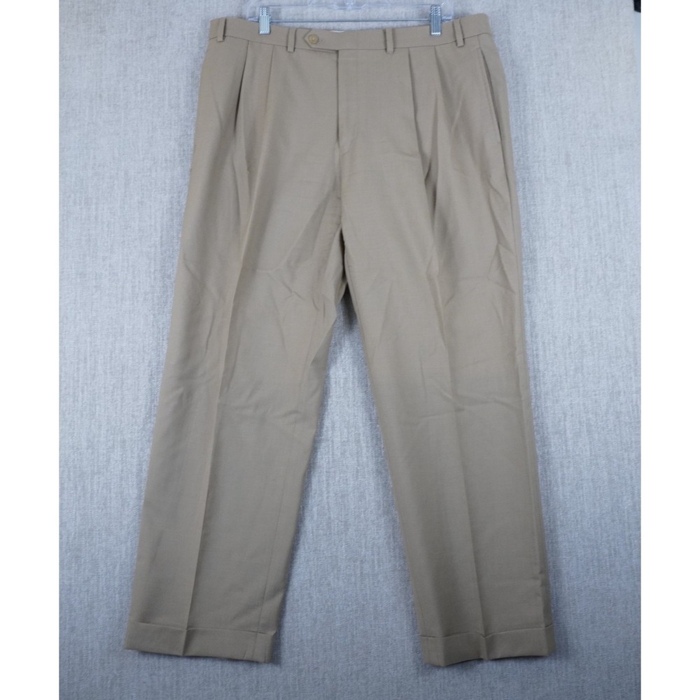 Lauren Ralph Lauren Mens Pleated Wool Dress Pants Khaki Tan 38x30 Total Comfort